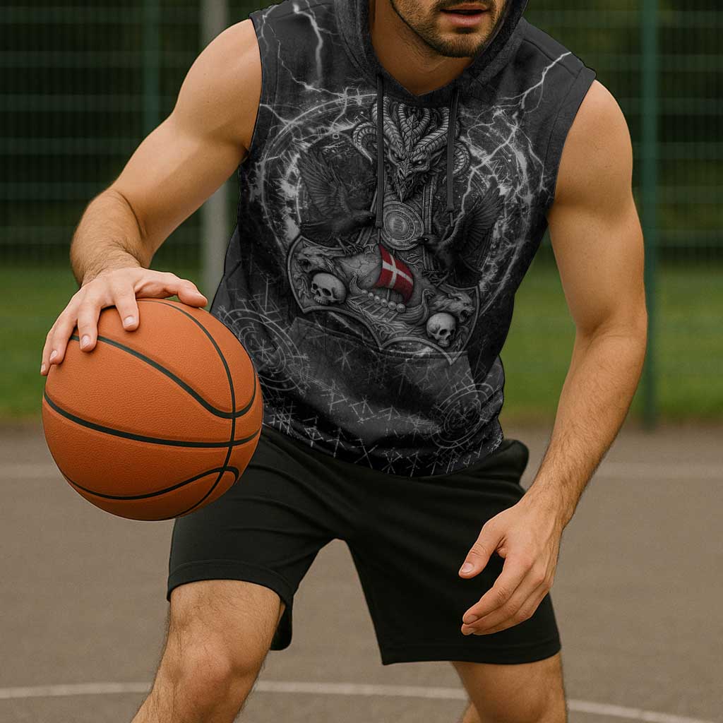 Personalized Denmark Viking Sleeveless Hoodie Odin's Raven Legacy - Wonder Print Shop