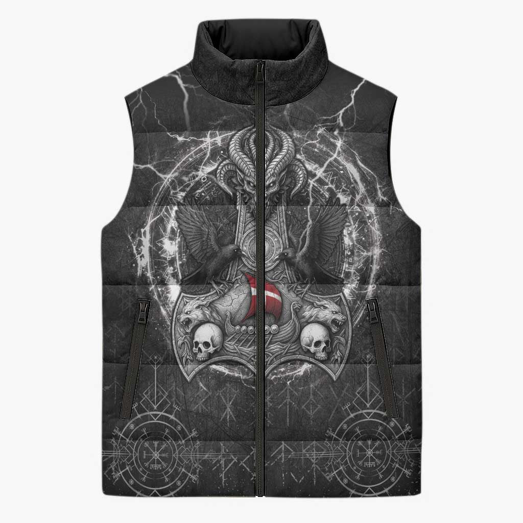 Personalized Denmark Viking Sleeveless Puffer Jacket Odin's Raven Legacy - Wonder Print Shop