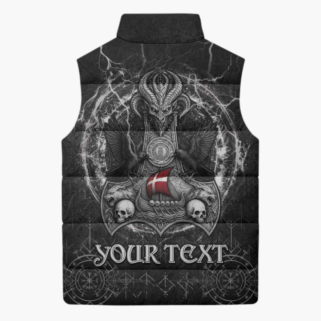 Personalized Denmark Viking Sleeveless Puffer Jacket Odin's Raven Legacy - Wonder Print Shop