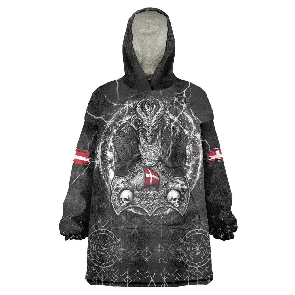 Personalized Denmark Viking Wearable Blanket Hoodie Odin's Raven Legacy - Wonder Print Shop