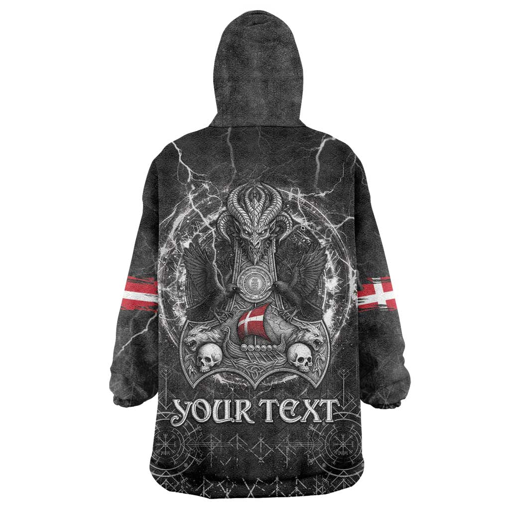 Personalized Denmark Viking Wearable Blanket Hoodie Odin's Raven Legacy - Wonder Print Shop