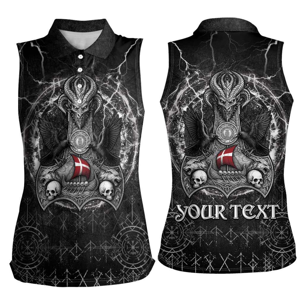 Personalized Denmark Viking Women Sleeveless Polo Shirt Odin's Raven Legacy - Wonder Print Shop