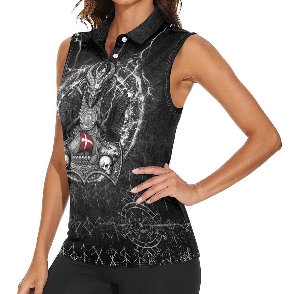 Personalized Denmark Viking Women Sleeveless Polo Shirt Odin's Raven Legacy - Wonder Print Shop