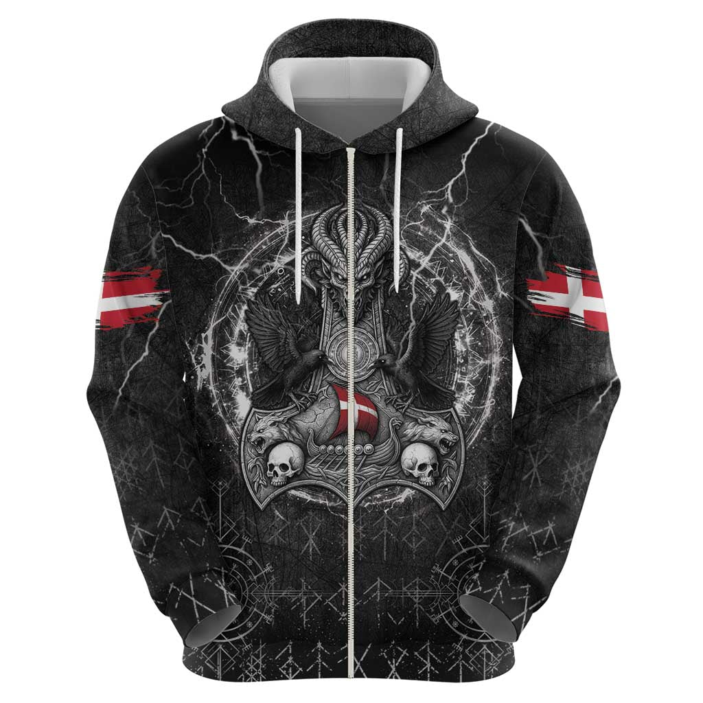Personalized Denmark Viking Zip Hoodie Odin's Raven Legacy - Wonder Print Shop