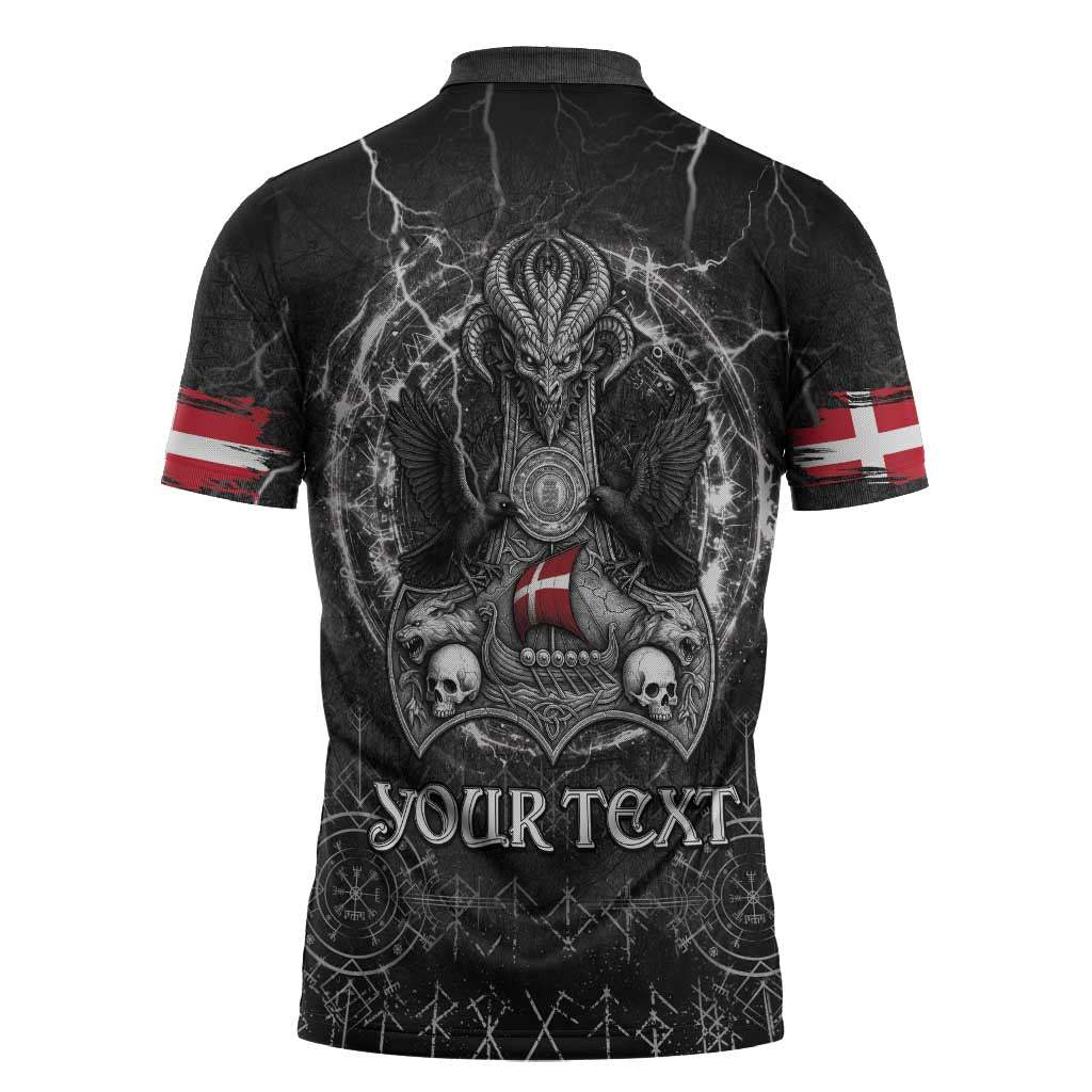 Personalized Denmark Viking Zipper Polo Shirt Odin's Raven Legacy - Wonder Print Shop