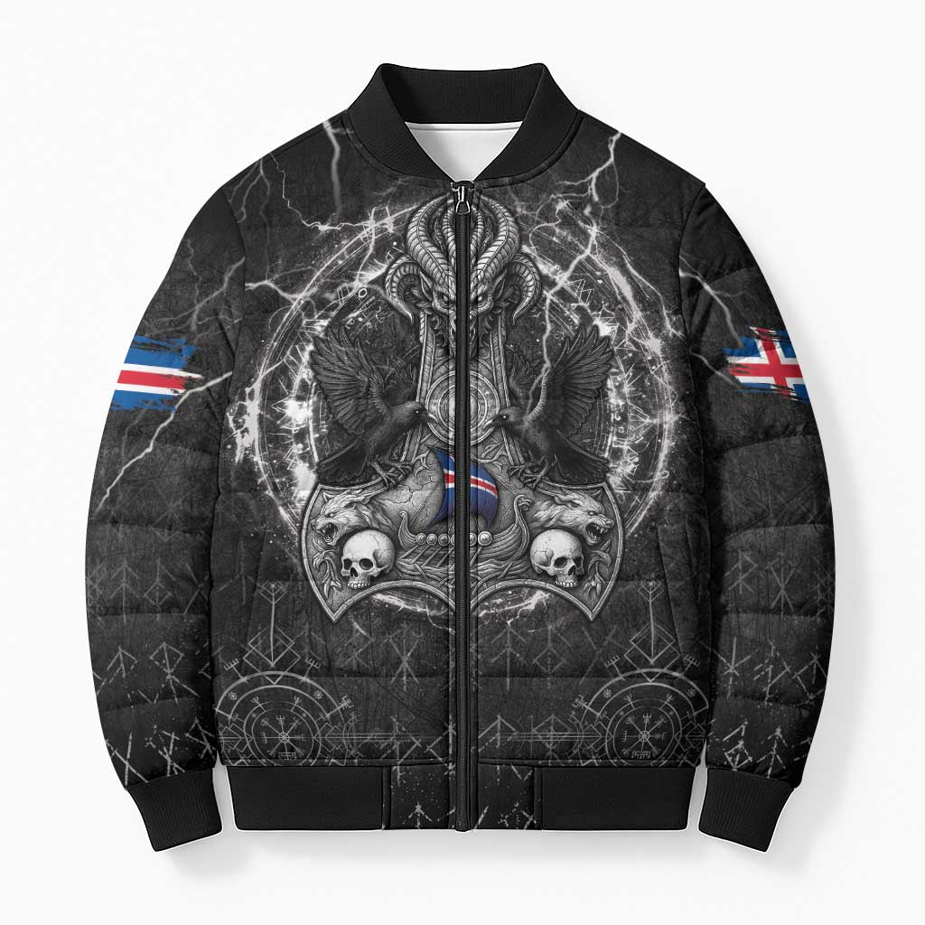 Personalized Iceland Viking Bomber Puffer Jacket Odin's Raven Legacy - Wonder Print Shop