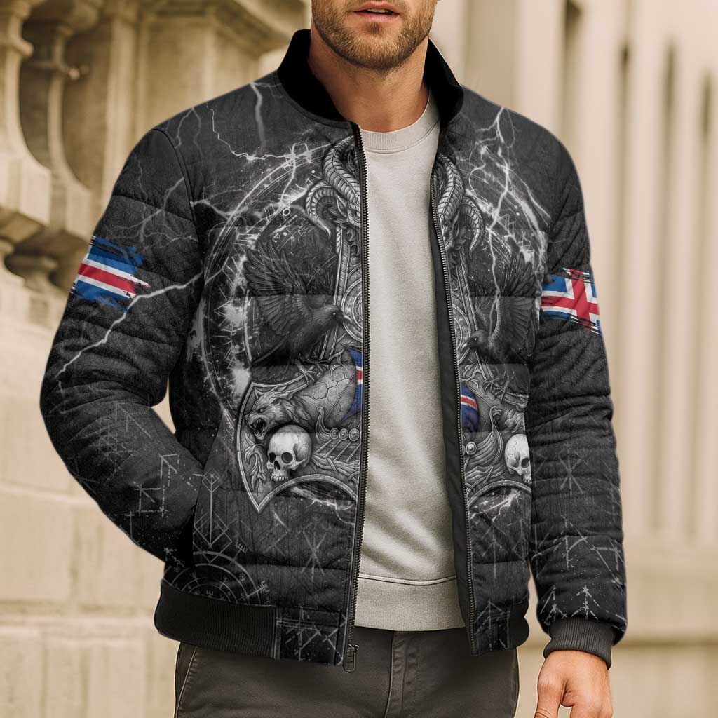 Personalized Iceland Viking Bomber Puffer Jacket Odin's Raven Legacy - Wonder Print Shop