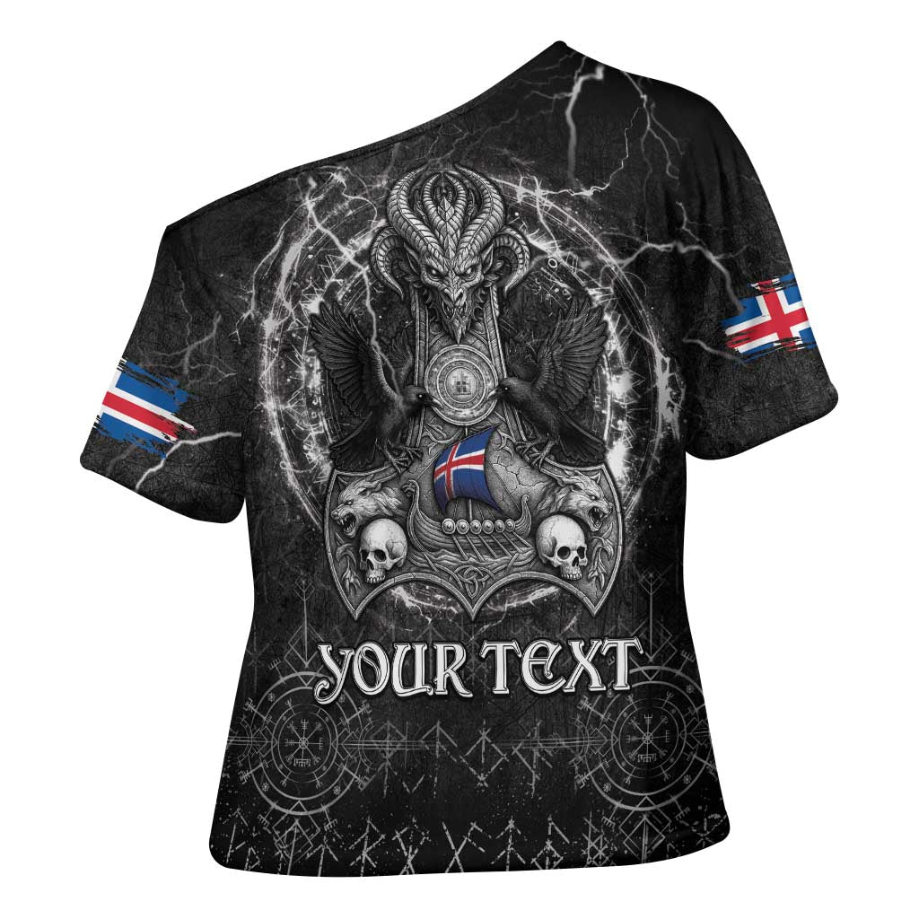 Personalized Iceland Viking Cross Shoulder Shirt Odin's Raven Legacy - Wonder Print Shop