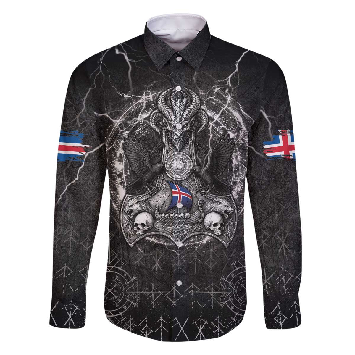 Personalized Iceland Viking Family Matching Off The Shoulder Long Sleeve Dress and Hawaiian Shirt Odin's Raven Legacy - Wonder Print Shop