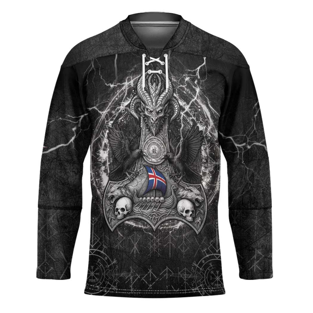 Personalized Iceland Viking Hockey Jersey Odin's Raven Legacy - Wonder Print Shop