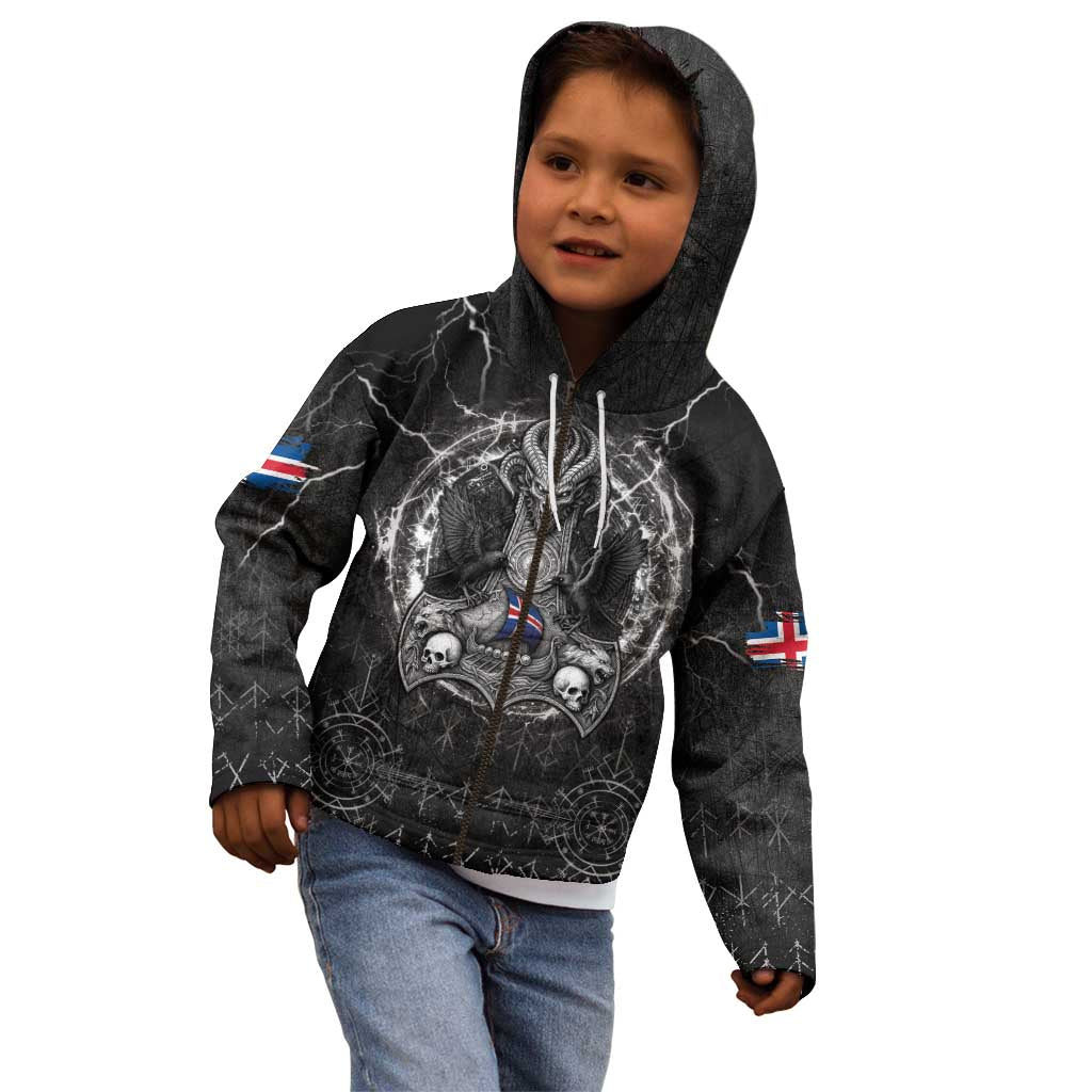 Personalized Iceland Viking Kid Hoodie Odin's Raven Legacy - Wonder Print Shop