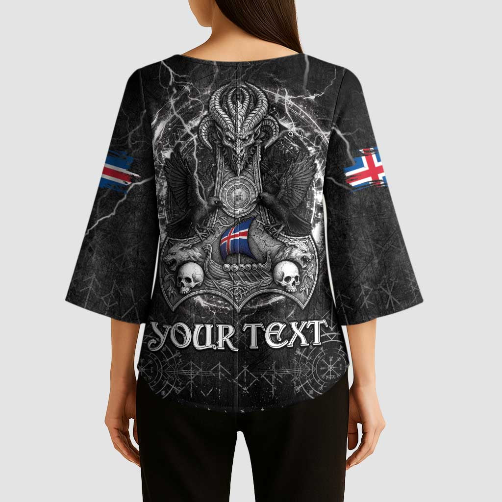 Personalized Iceland Viking Kimono Sleeve Blouse Odin's Raven Legacy - Wonder Print Shop