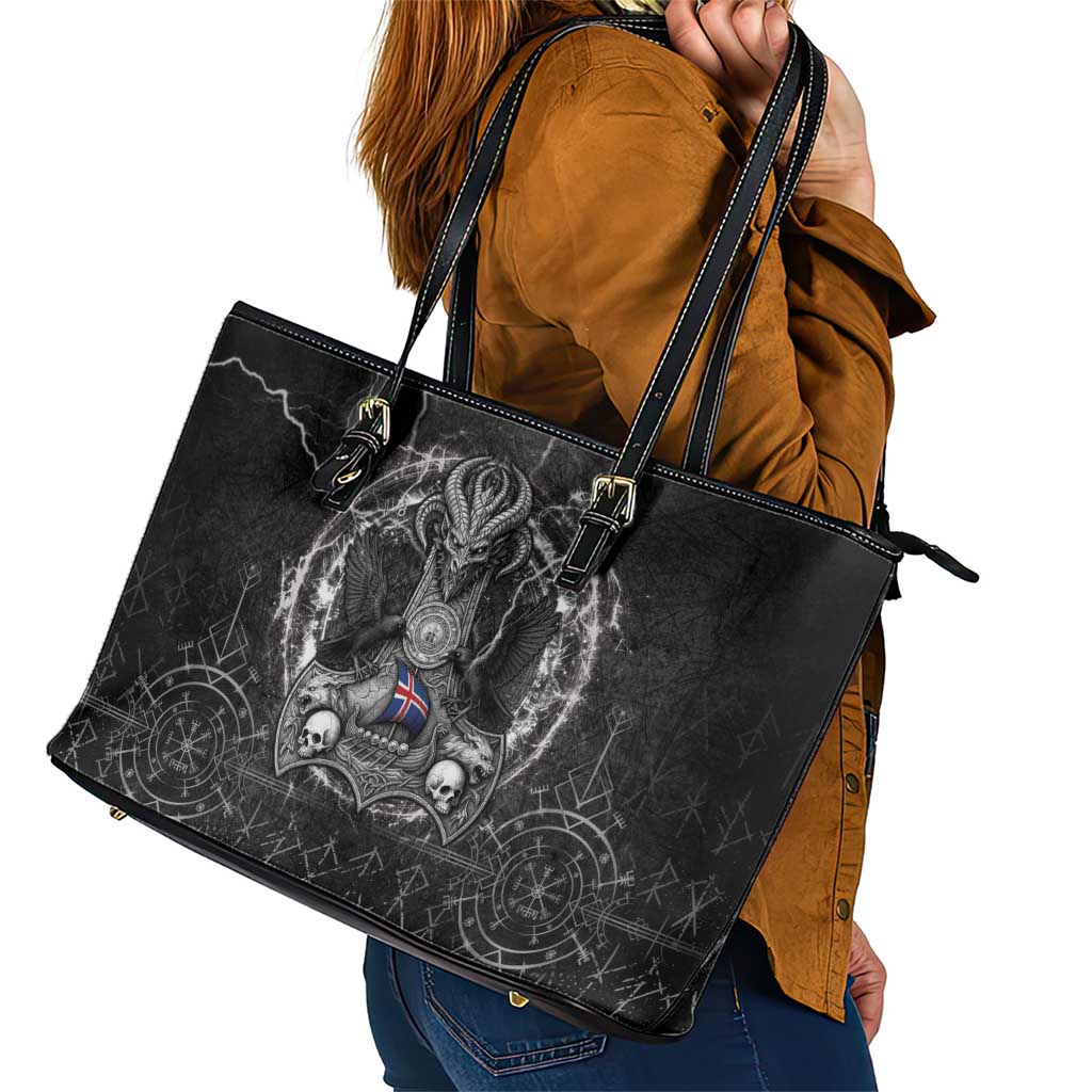 Iceland Viking Leather Tote Bag Odin's Raven Legacy - Wonder Print Shop