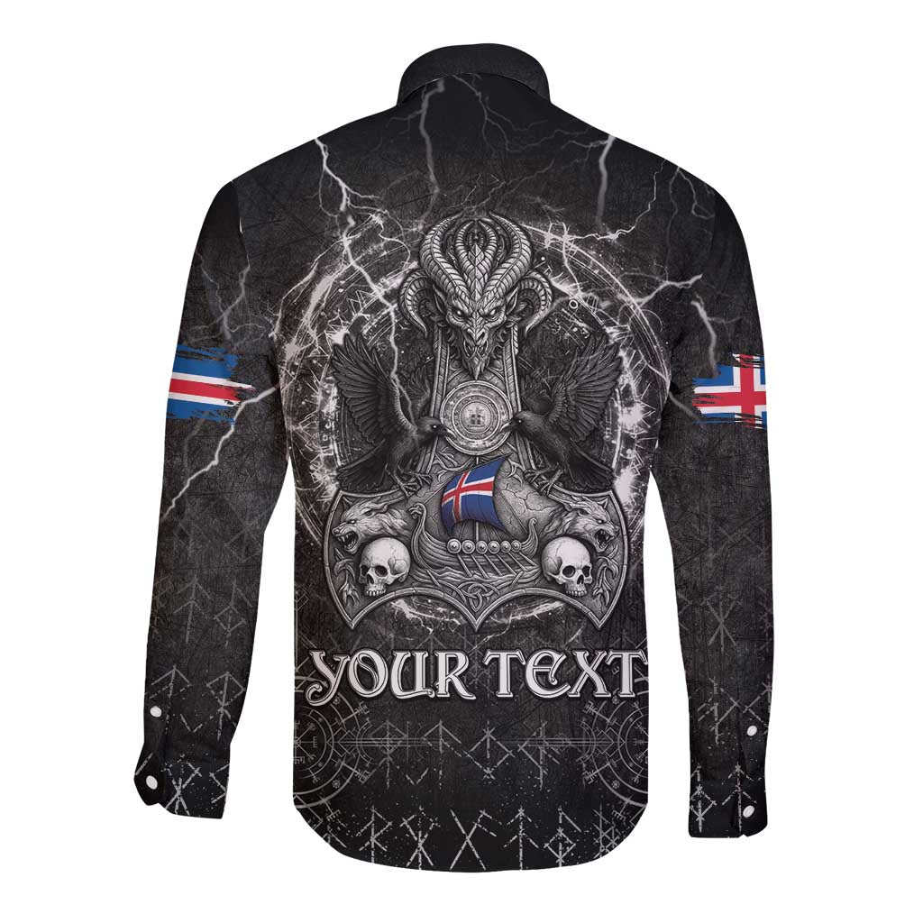 Personalized Iceland Viking Long Sleeve Button Shirt Odin's Raven Legacy - Wonder Print Shop