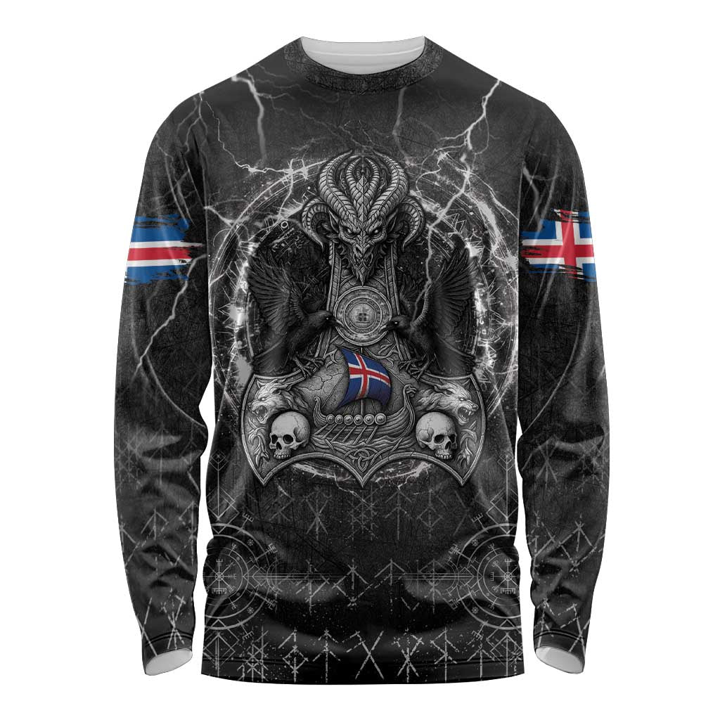 Personalized Iceland Viking Long Sleeve Shirt Odin's Raven Legacy - Wonder Print Shop