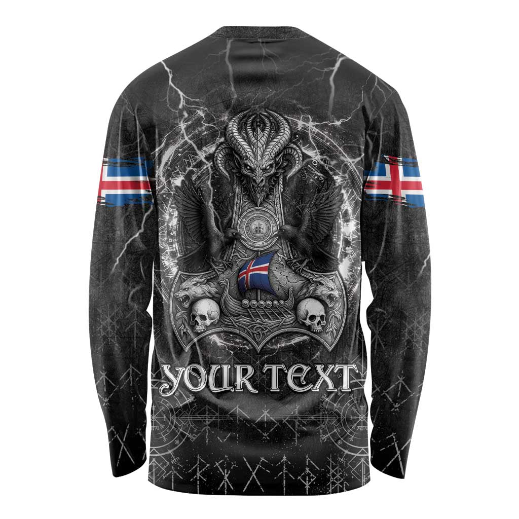 Personalized Iceland Viking Long Sleeve Shirt Odin's Raven Legacy - Wonder Print Shop