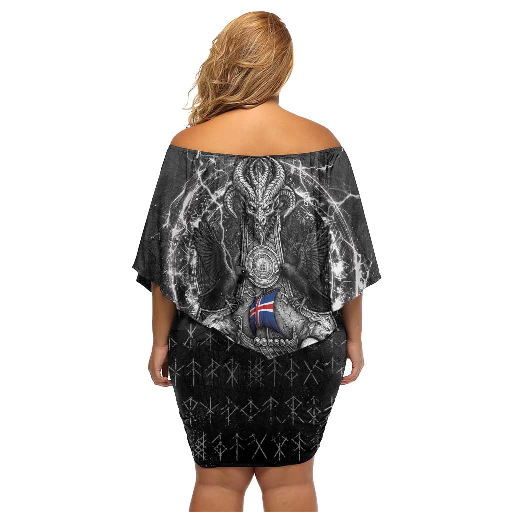 Personalized Iceland Viking Off Shoulder Short Dress Odin's Raven Legacy - Wonder Print Shop