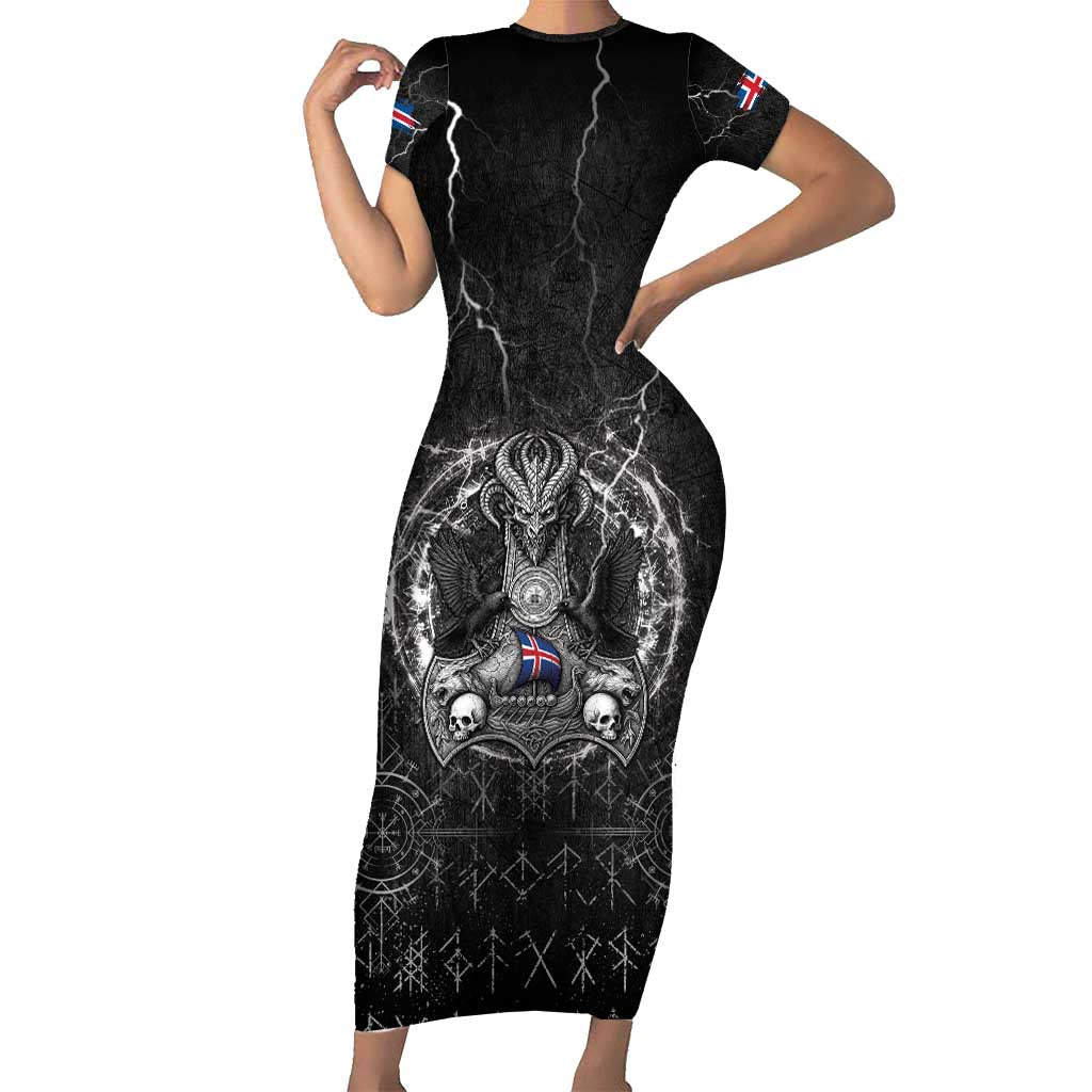 Personalized Iceland Viking Short Sleeve Bodycon Dress Odin's Raven Legacy - Wonder Print Shop