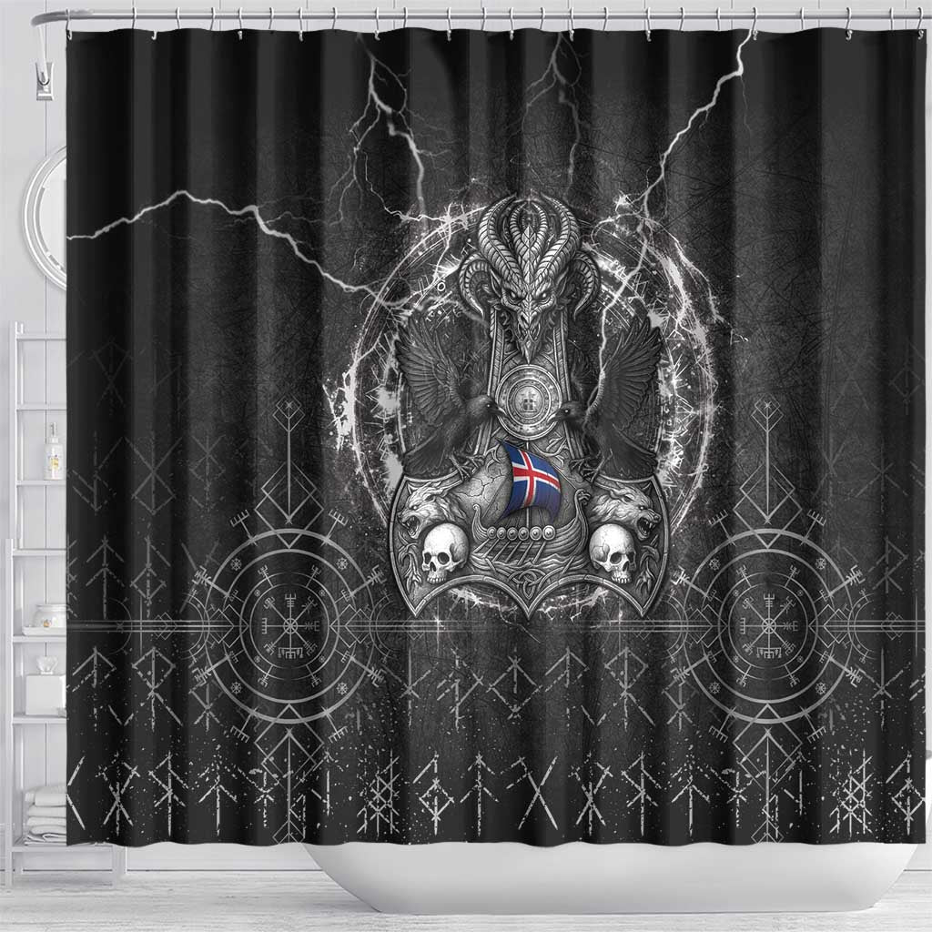 Iceland Viking Shower Curtain Odin's Raven Legacy - Wonder Print Shop