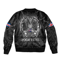 Personalized Iceland Viking Sleeve Zip Bomber Jacket Odin's Raven Legacy - Wonder Print Shop