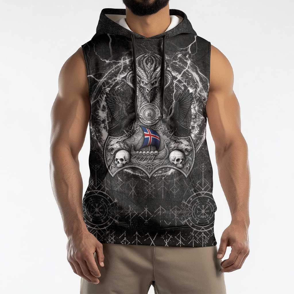 Personalized Iceland Viking Sleeveless Hoodie Odin's Raven Legacy - Wonder Print Shop