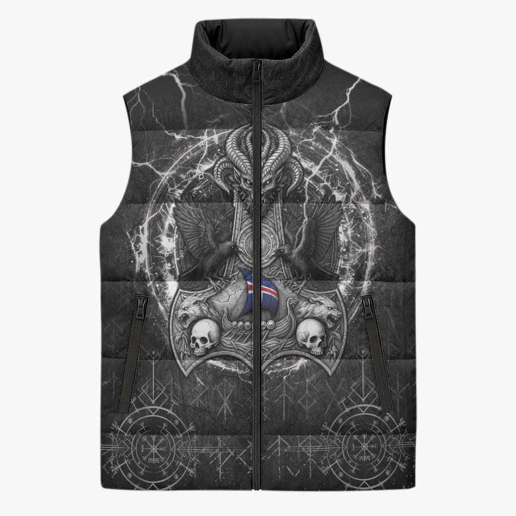 Personalized Iceland Viking Sleeveless Puffer Jacket Odin's Raven Legacy - Wonder Print Shop