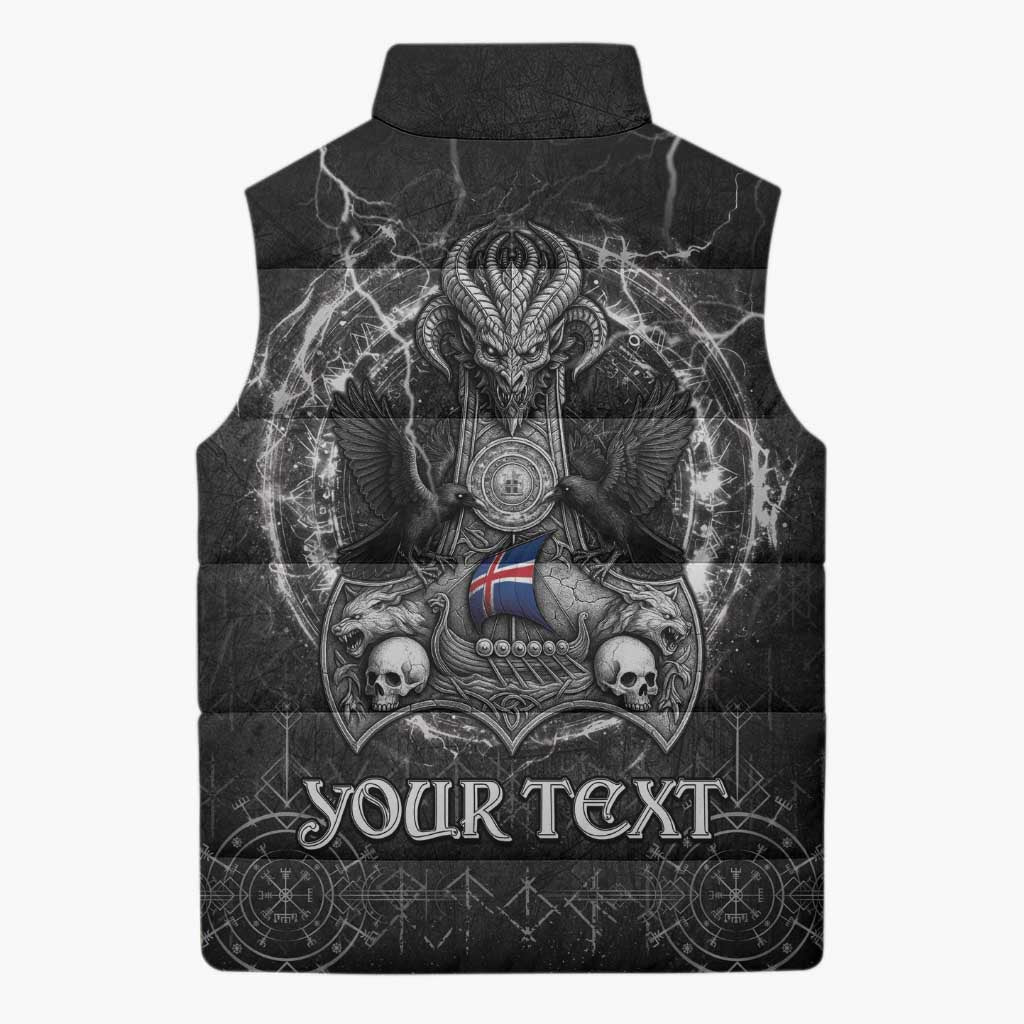 Personalized Iceland Viking Sleeveless Puffer Jacket Odin's Raven Legacy - Wonder Print Shop