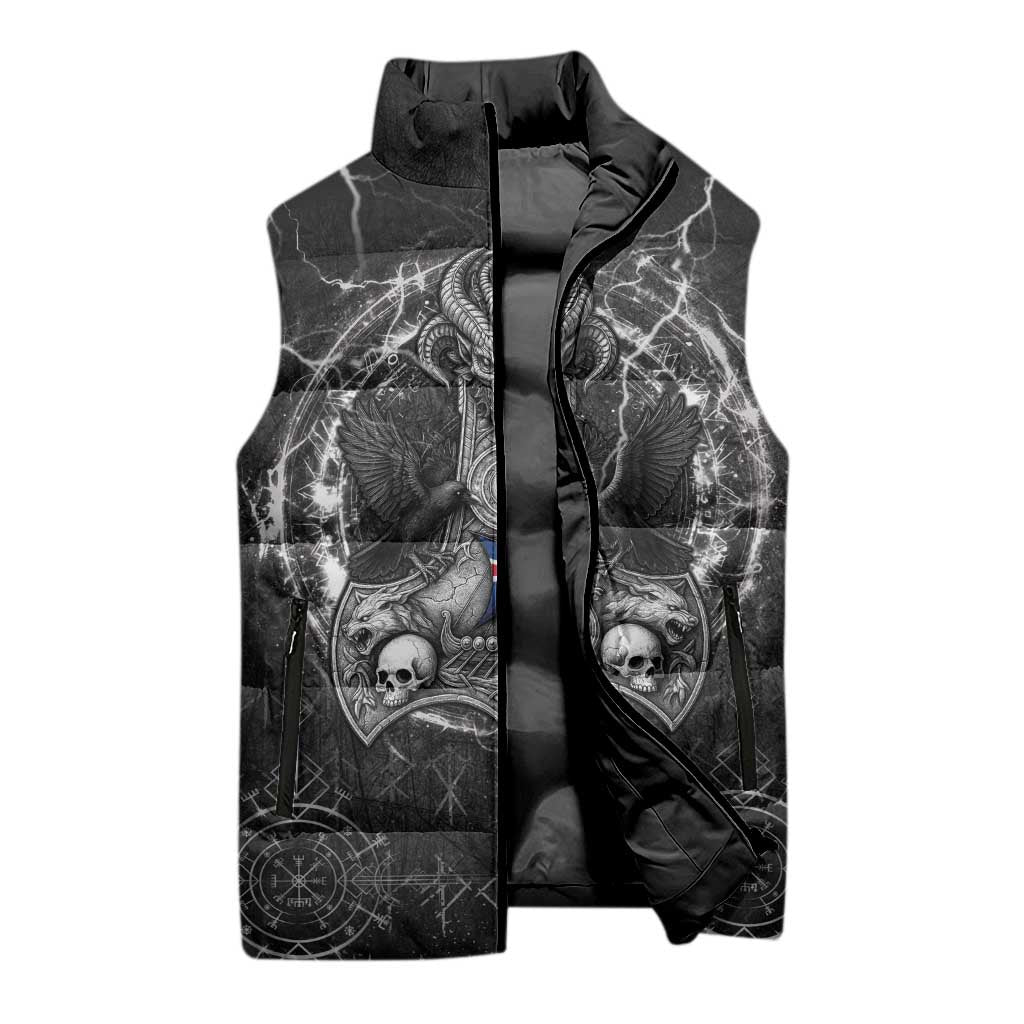 Personalized Iceland Viking Sleeveless Puffer Jacket Odin's Raven Legacy - Wonder Print Shop