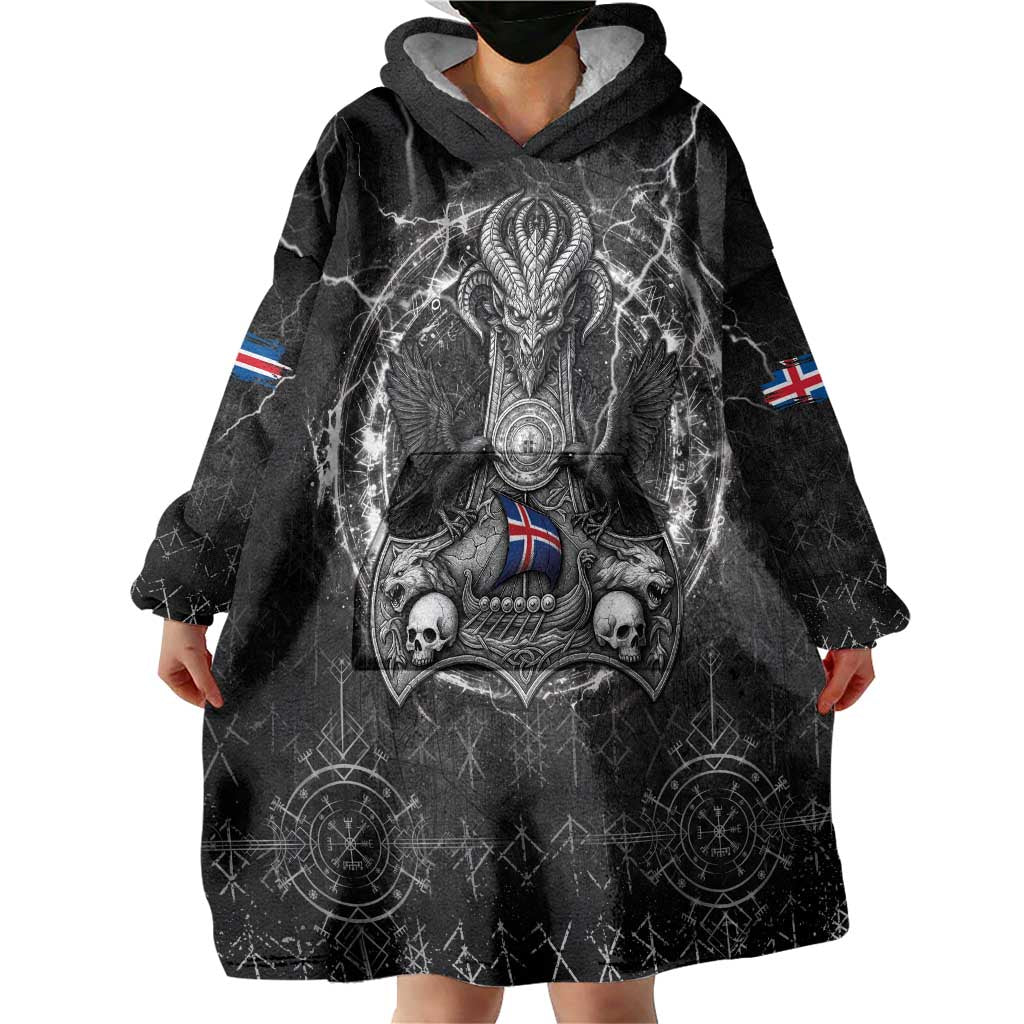 Personalized Iceland Viking Wearable Blanket Hoodie Odin's Raven Legacy - Wonder Print Shop