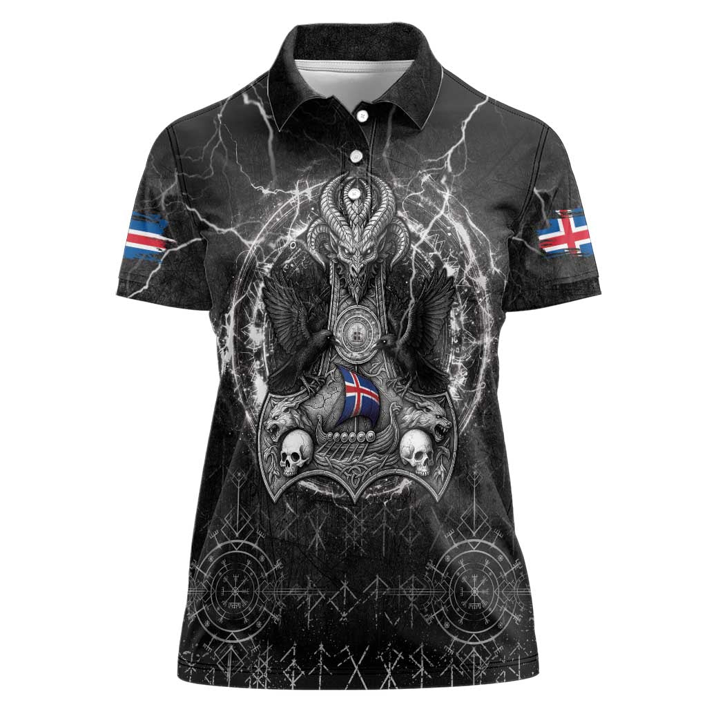 Personalized Iceland Viking Women Polo Shirt Odin's Raven Legacy - Wonder Print Shop