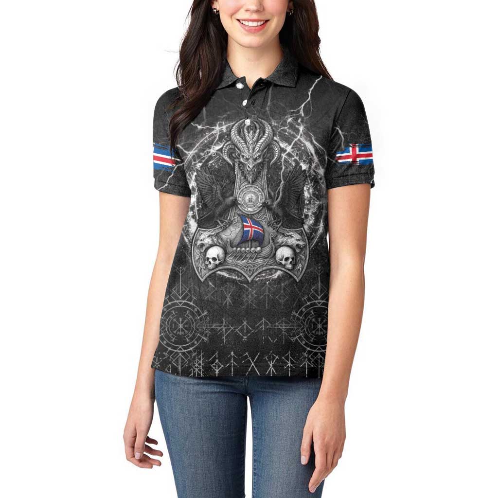 Personalized Iceland Viking Women Polo Shirt Odin's Raven Legacy - Wonder Print Shop