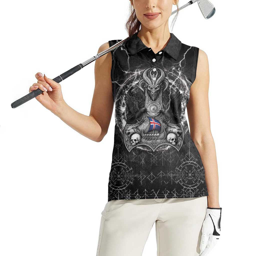 Personalized Iceland Viking Women Sleeveless Polo Shirt Odin's Raven Legacy - Wonder Print Shop