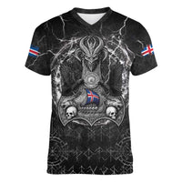 Personalized Iceland Viking Women V-Neck T-Shirt Odin's Raven Legacy - Wonder Print Shop