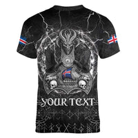 Personalized Iceland Viking Women V-Neck T-Shirt Odin's Raven Legacy - Wonder Print Shop