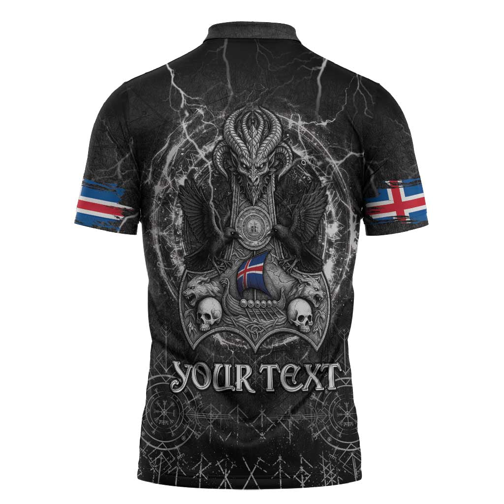 Personalized Iceland Viking Zipper Polo Shirt Odin's Raven Legacy - Wonder Print Shop