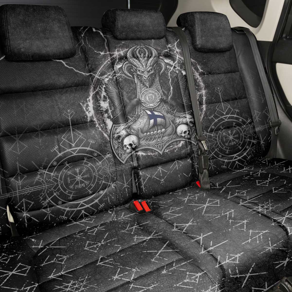 Finland Viking Back Car Seat Cover Odin's Raven Legacy - Wonder Print Shop