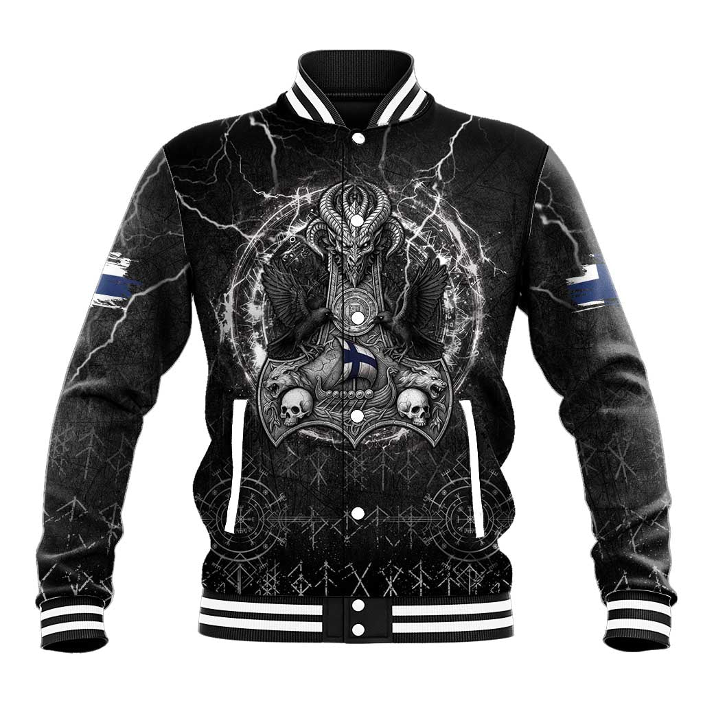 Personalized Finland Viking Baseball Jacket Odin's Raven Legacy - Wonder Print Shop