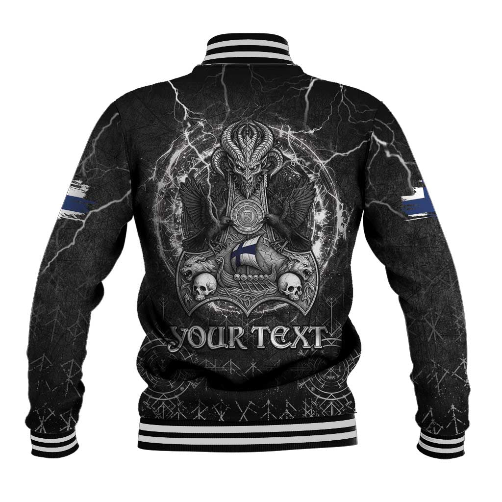 Personalized Finland Viking Baseball Jacket Odin's Raven Legacy - Wonder Print Shop