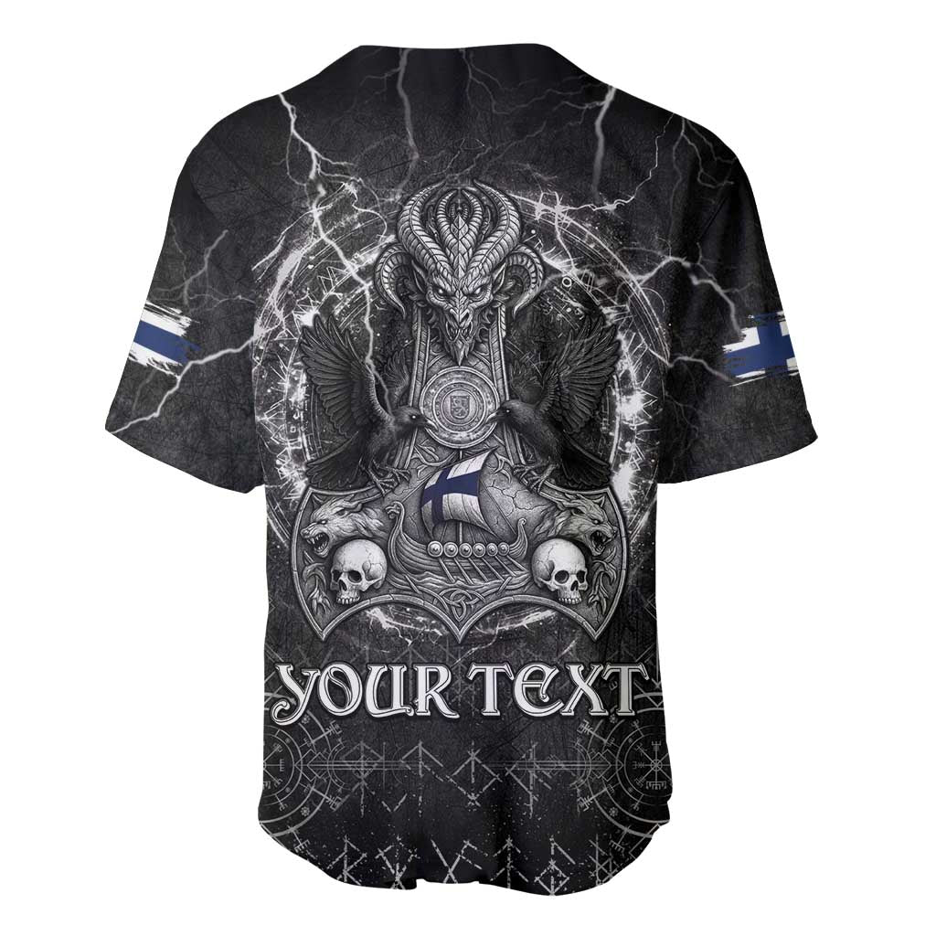 Personalized Finland Viking Baseball Jersey Odin's Raven Legacy - Wonder Print Shop