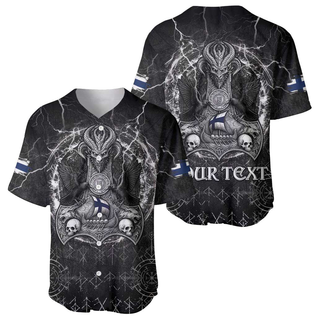 Personalized Finland Viking Baseball Jersey Odin's Raven Legacy - Wonder Print Shop