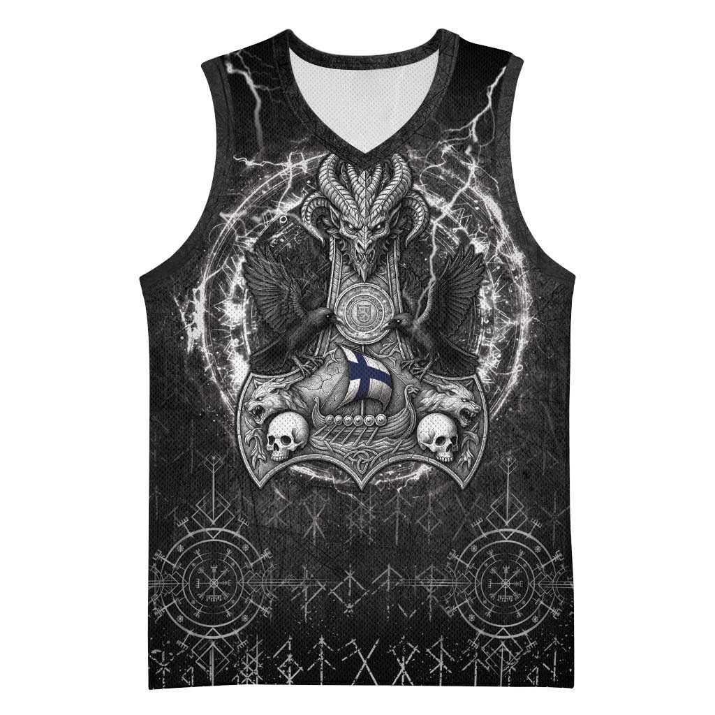 Personalized Finland Viking Basketball Jersey Odin's Raven Legacy - Wonder Print Shop