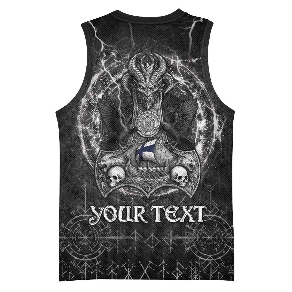 Personalized Finland Viking Basketball Jersey Odin's Raven Legacy - Wonder Print Shop
