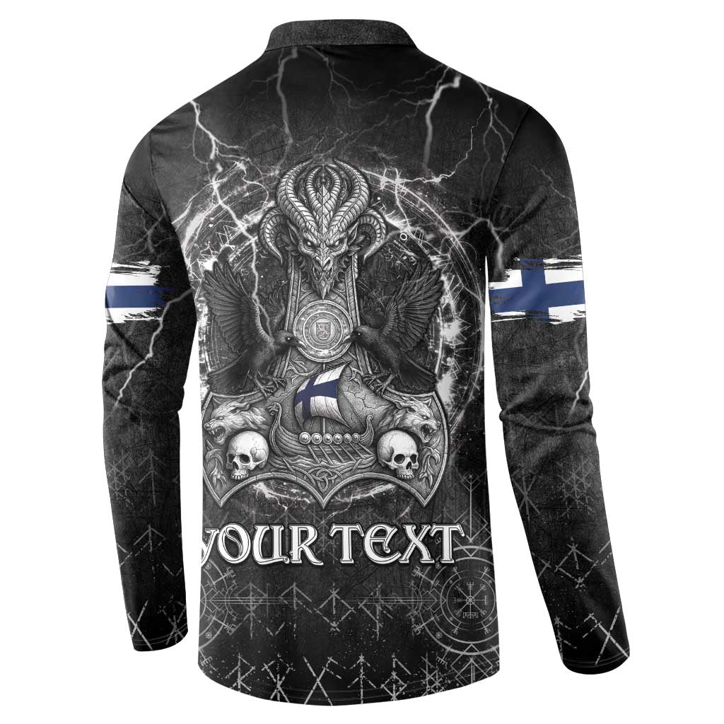 Personalized Finland Viking Button Sweatshirt Odin's Raven Legacy - Wonder Print Shop