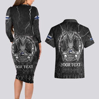 Personalized Finland Viking Couples Matching Long Sleeve Bodycon Dress and Hawaiian Shirt Odin's Raven Legacy - Wonder Print Shop