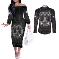 Personalized Finland Viking Couples Matching Off The Shoulder Long Sleeve Dress and Long Sleeve Button Shirt Odin's Raven Legacy - Wonder Print Shop