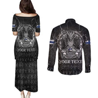 Personalized Finland Viking Couples Matching Puletasi and Long Sleeve Button Shirt Odin's Raven Legacy - Wonder Print Shop