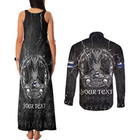 Personalized Finland Viking Couples Matching Tank Maxi Dress and Long Sleeve Button Shirt Odin's Raven Legacy - Wonder Print Shop