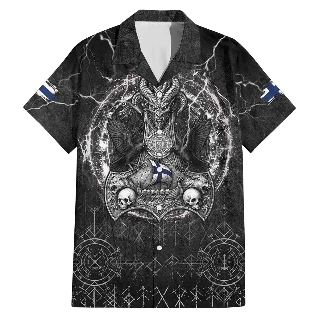 Personalized Finland Viking Family Matching Mermaid Dress and Hawaiian Shirt Odin's Raven Legacy - Wonder Print Shop