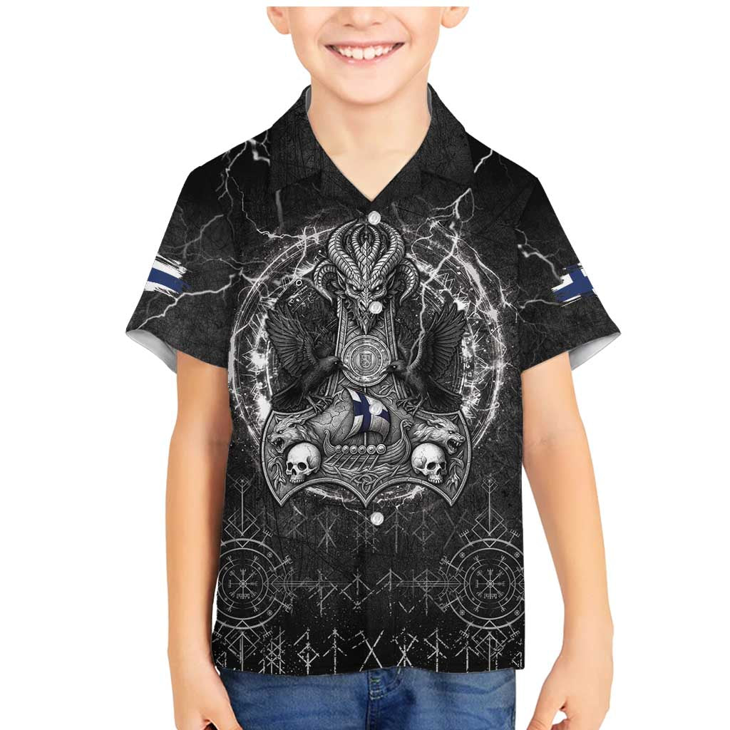 Personalized Finland Viking Family Matching Mermaid Dress and Hawaiian Shirt Odin's Raven Legacy - Wonder Print Shop