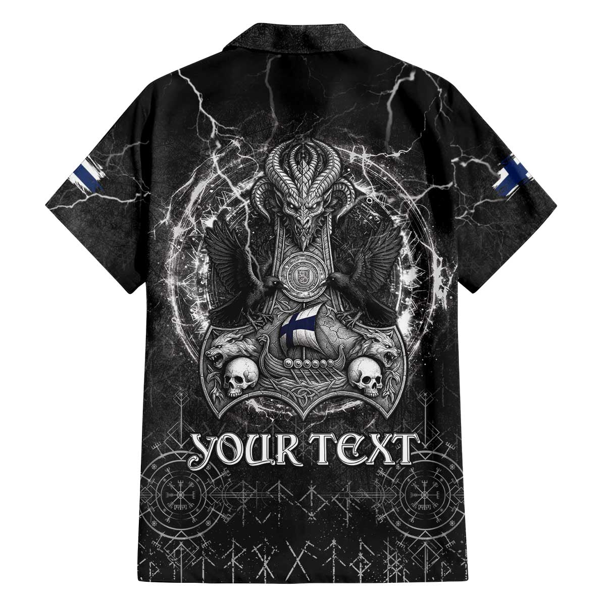 Personalized Finland Viking Family Matching Off The Shoulder Long Sleeve Dress and Hawaiian Shirt Odin's Raven Legacy - Wonder Print Shop